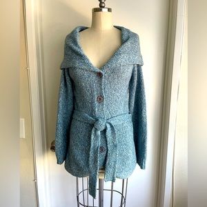 Anthropologie Sleeping on Snow Shawls collar tie waist cardigan / M